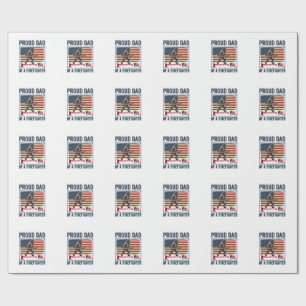 Proud Dad of a Firefighter Vintage Flag Vector_1 Wrapping Paper
