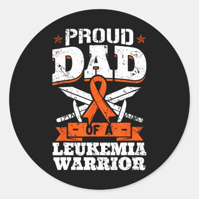 Proud Dad Of A Leukaemia Warrior Daddy Awareness B Classic Round Sticker (Front)