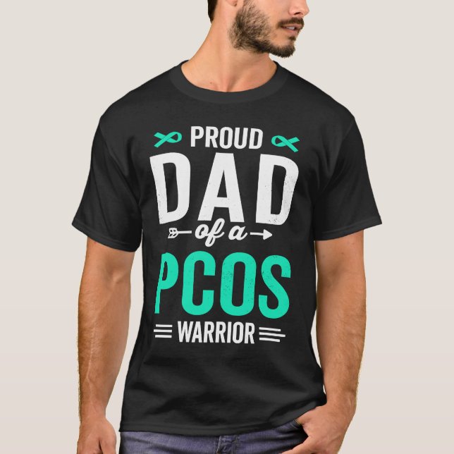Proud Dad of a PCOS Warrior Survivor Awareness Sup T-Shirt (Front)
