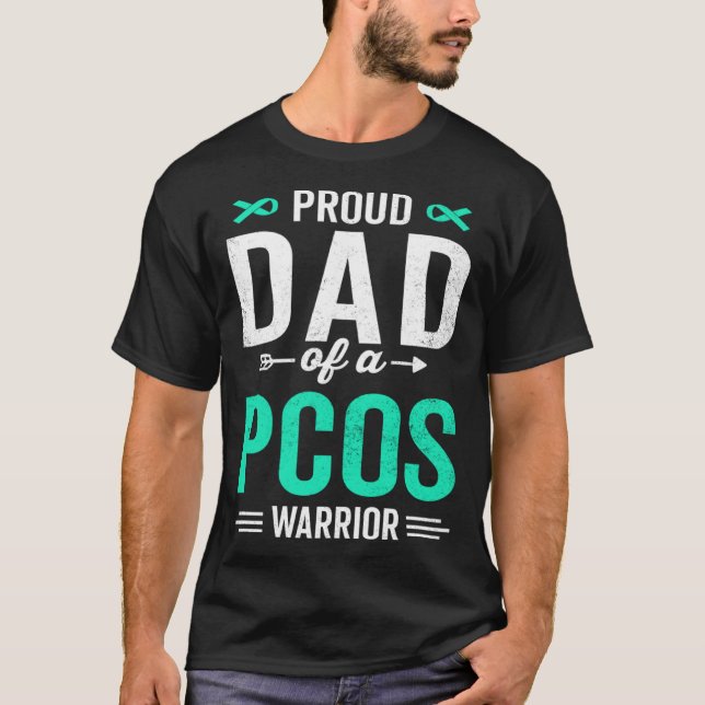 Proud Dad of a PCOS Warrior Survivor Awareness Sup T-Shirt (Front)
