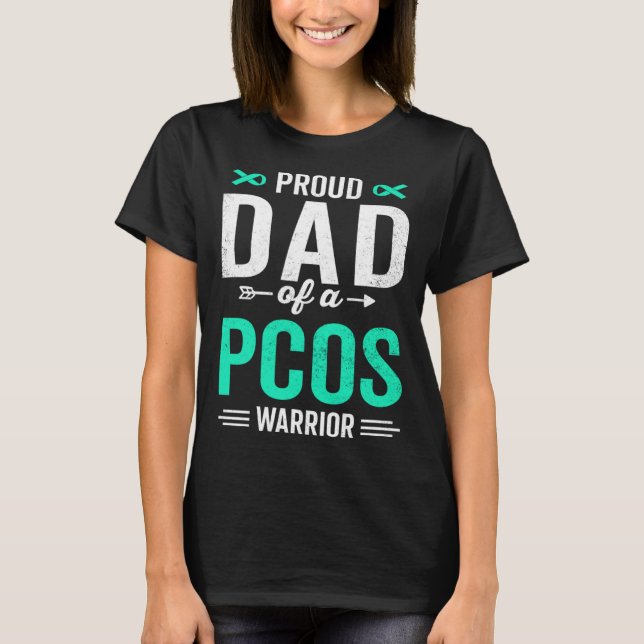 Proud Dad of a PCOS Warrior Survivor Awareness Sup T-Shirt (Front)