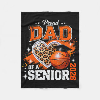 Proud Dad Of A Senior 2026 Sketll Leopard Graduati Fleece Blanket