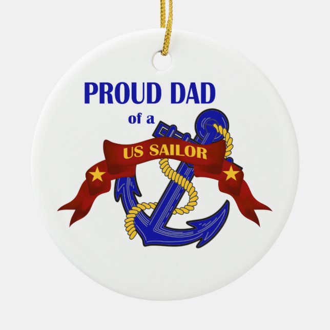 Proud Dad of a US Sailor Ornament (Front)