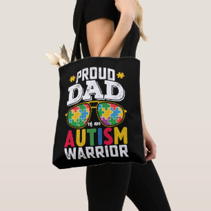 Proud Dad Of An Autism Warrior Family Tote Bag