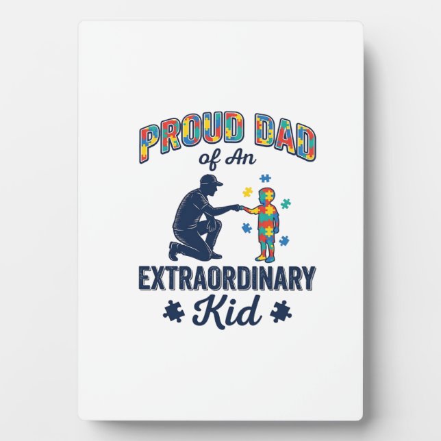 Proud Dad of an Extraordinary Kid Autism Vector De Plaque (Front)