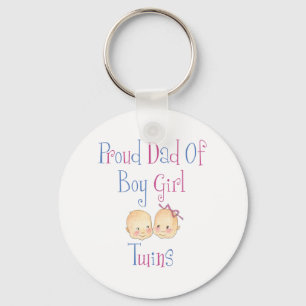 Proud Dad of Boy Girl Twins Key Ring