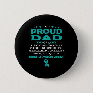 Proud Dad Of Tourette's Syndrome Warrior T  6 Cm Round Badge