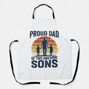 Proud Dad of Two Awesome Sons Vintage Shirt Design Apron