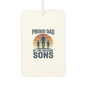 Proud Dad of Two Awesome Sons Vintage Shirt Design Car Air Freshener