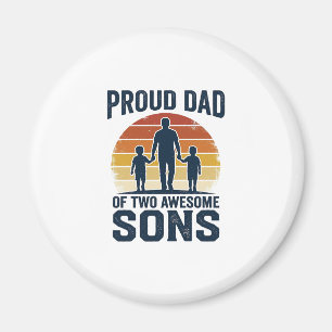 Proud Dad of Two Awesome Sons Vintage Shirt Design Magnet