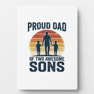 Proud Dad of Two Awesome Sons Vintage Shirt Design Plaque