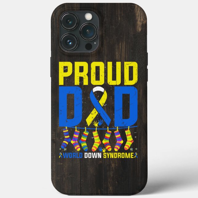 Proud Dad World Down Syndrome Awareness Day Ribbon Case-Mate iPhone Case (Back)