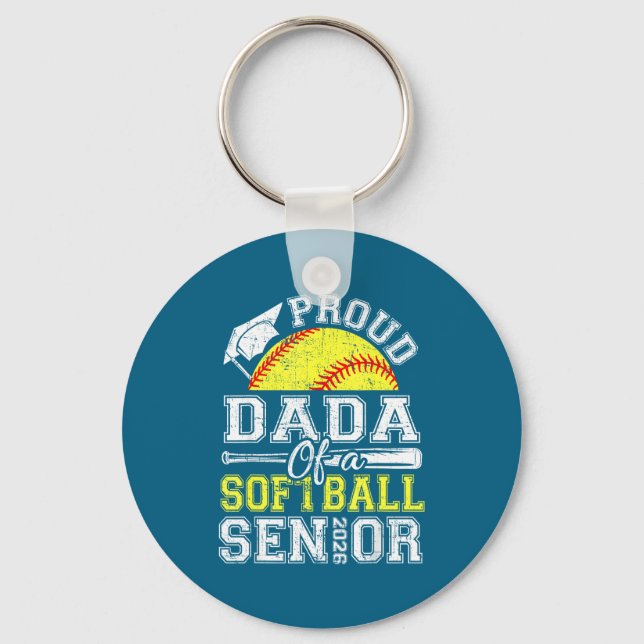 Proud Dada 2026 Senior Softball Key Ring (Front)