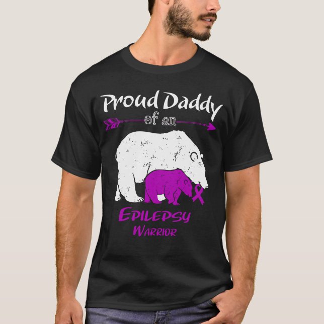 Proud Daddy Bear Epilepsy Awareness T-Shirt (Front)
