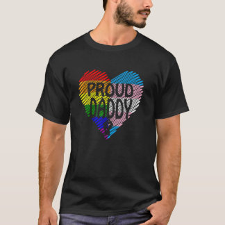 Proud Daddy Lgbt With Rainbow And Transgender Flag T-Shirt