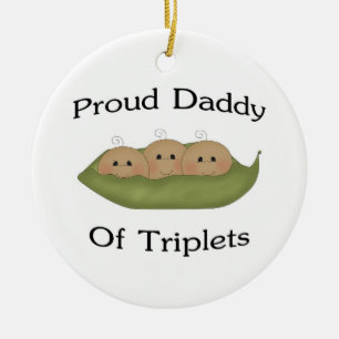 Proud Daddy Of Triplets Ceramic Tree Decoration