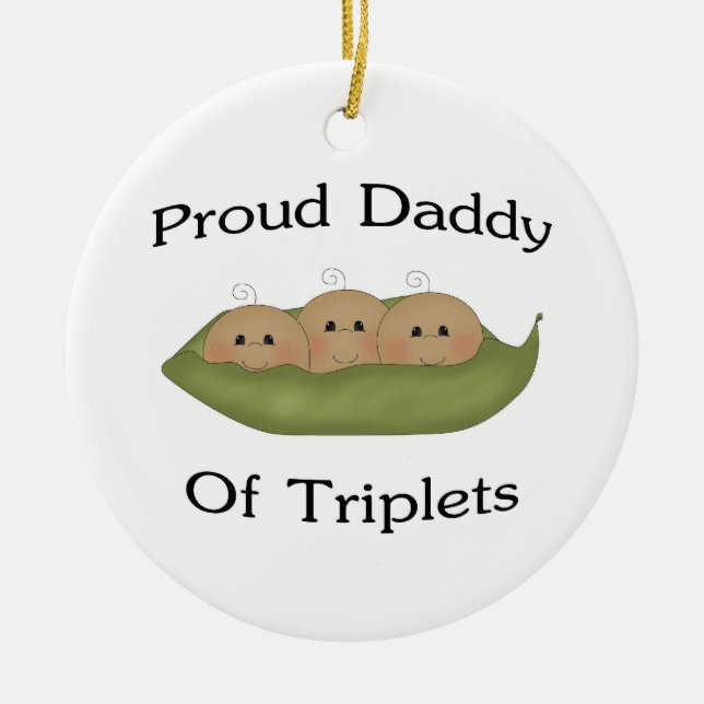 Proud Daddy Of Triplets Ceramic Tree Decoration (Front)