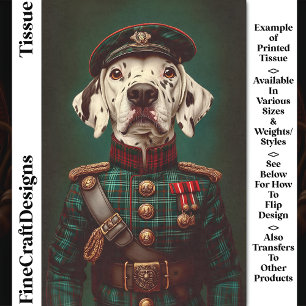 Proud Dalmatian Dog Military Uniform CH5 Decoupage Tissue Paper