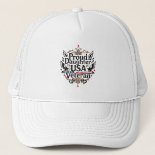 Proud Daughter of a USA Veteran US Military Armed  Trucker Hat