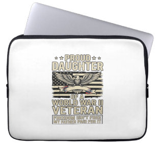 Proud Daughter of a World War II Veteran Shirt Des Laptop Sleeve