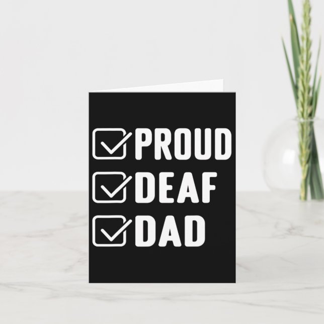 Proud Deaf Dad Asl Hand Gesture Deaf Awareness  Card (Front)