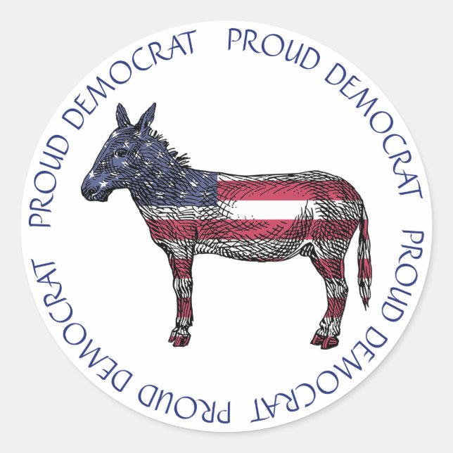 PROUD DEMOCRAT DONKEY AMERICAN FLAG STICKERS (Front)
