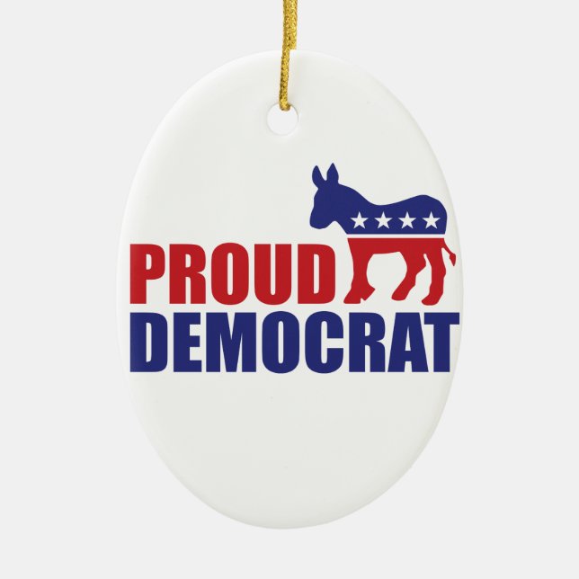 Proud Democrat Donkey Ceramic Tree Decoration (Front)