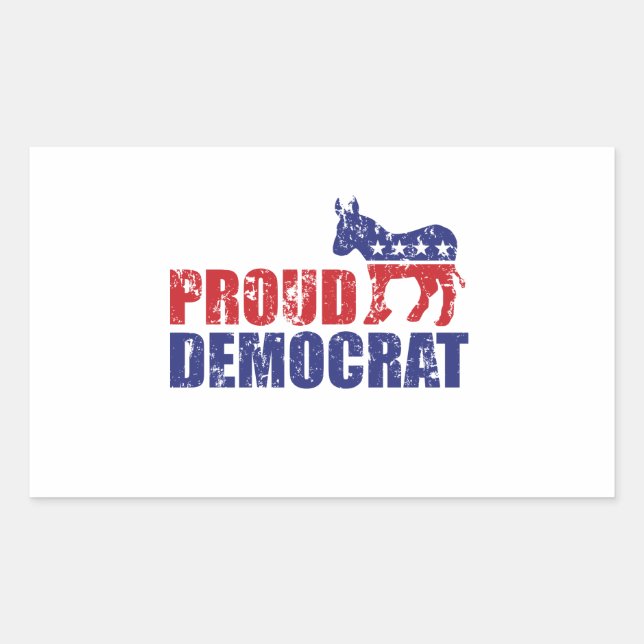 Proud Democrat Donkey Distressed Rectangular Sticker (Front)