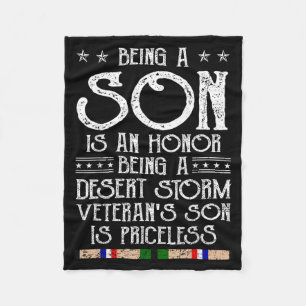 Proud Desert Veteran Son Gulf War Family Matching Fleece Blanket