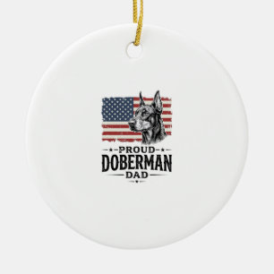 Proud Doberman Dad Vintage Flag Vector Design_1 Ceramic Tree Decoration