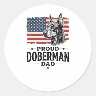 Proud Doberman Dad Vintage Flag Vector Design_1 Classic Round Sticker