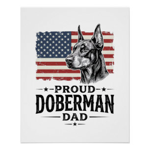 Proud Doberman Dad Vintage Flag Vector Design_1 Poster