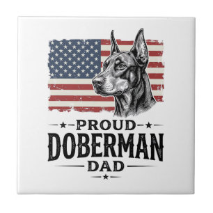 Proud Doberman Dad Vintage Flag Vector Design_1 Tile