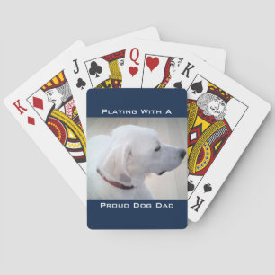 Proud Dog Dad Cute White Labrador Mix Dog Profile Playing Cards