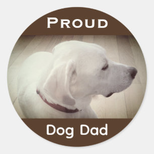 Proud Dog Dad Dark Brown Classic Round Sticker