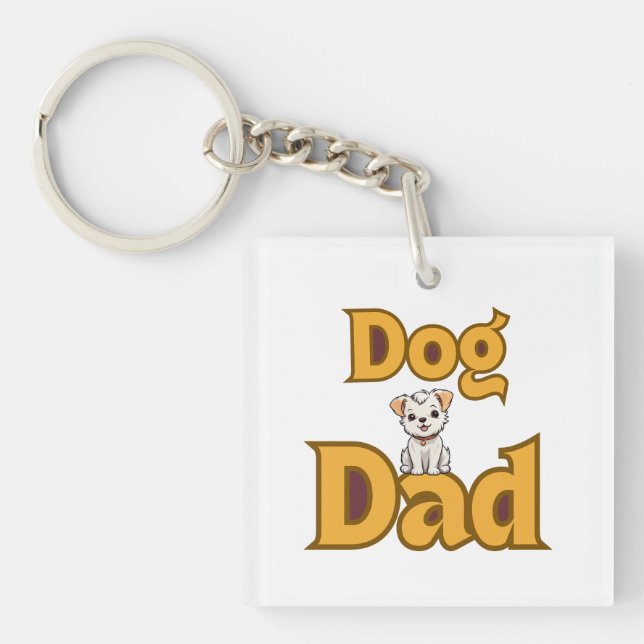 Proud Dog Dad Father's Day Double-Sided  Key Ring (Front)