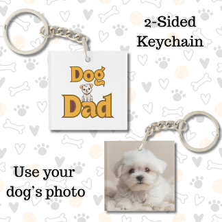Proud Dog Dad Father's Day Double-Sided Key Ring