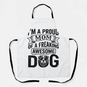 Proud Dog Mom Vintage Engraving Vector Design_1 Apron