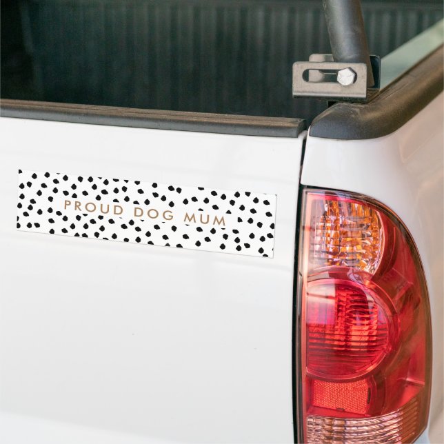 Proud Dog Mum Sign White Polka dots Bumper Sticker (On Truck)