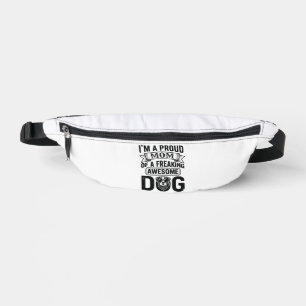 Proud Dog Mum Vintage Engraving Vector Design_1 Bum Bags