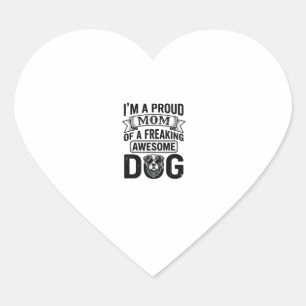 Proud Dog Mum Vintage Engraving Vector Design_1 Heart Sticker