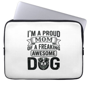 Proud Dog Mum Vintage Engraving Vector Design_1 Laptop Sleeve