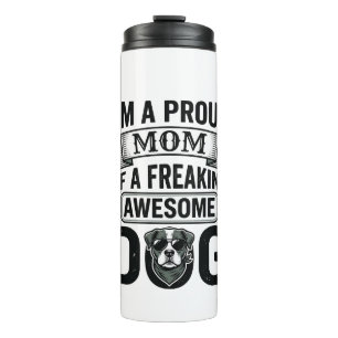 Proud Dog Mum Vintage Engraving Vector Design_1 Thermal Tumbler
