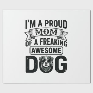 Proud Dog Mum Vintage Engraving Vector Design_1 Wrapping Paper