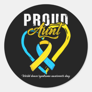 Proud Down Syndrome Aunt Awareness  Classic Round Sticker