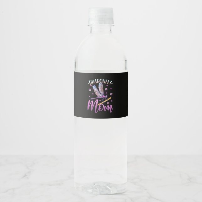 Proud Dragonfly Mum Water Bottle Label (Front)