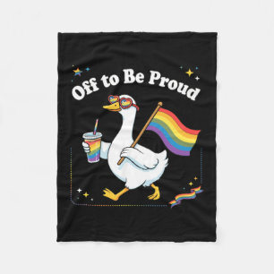 Proud Duck On Parade Rainbow Drink Fleece Blanket