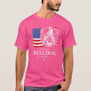 Proud English Bulldog Mum American Flag Patriotic T-Shirt