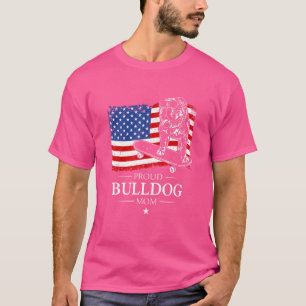Proud English Bulldog Mum American Flag Patriotic  T-Shirt