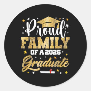 Proud Family Of 2026 Graduate Awesome Family Colle Classic Round Sticker